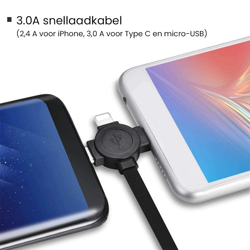 Drie in één oplaadkabelrol