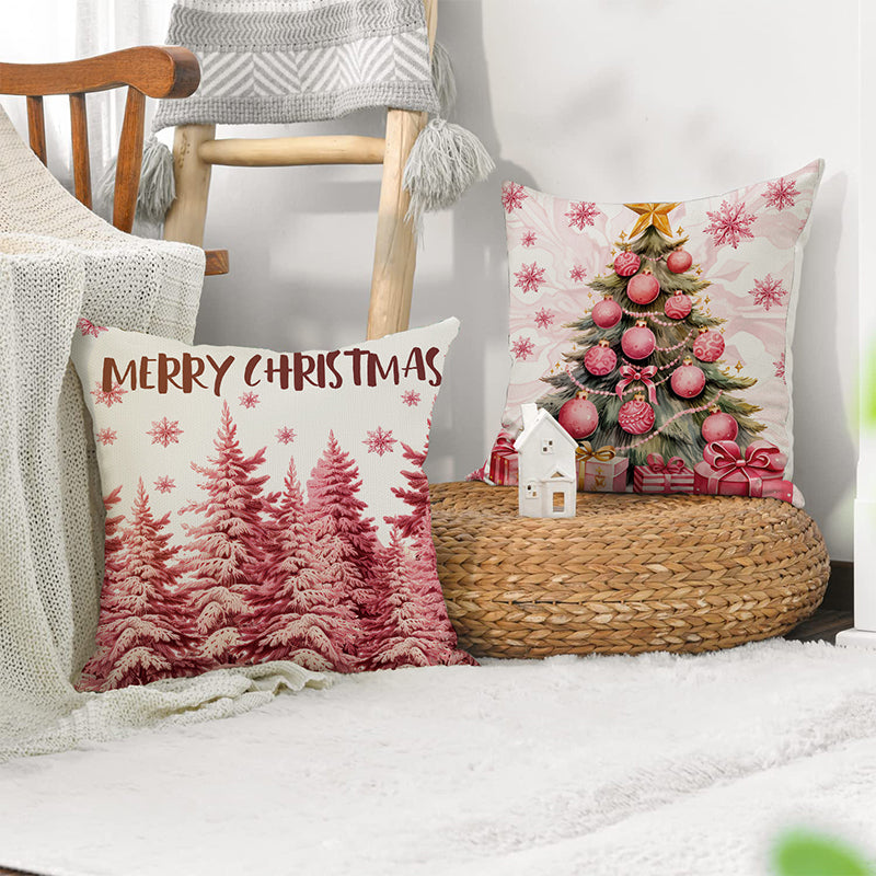 Roze kerstkussenslopen