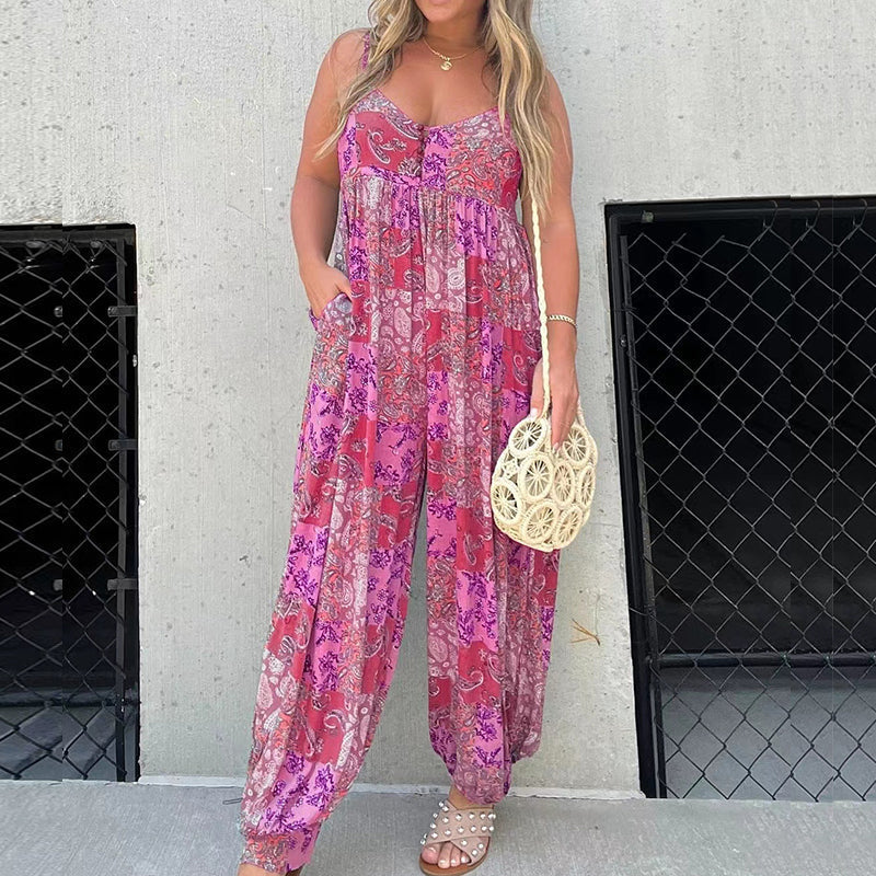 Bedrukte losse hemdjumpsuit