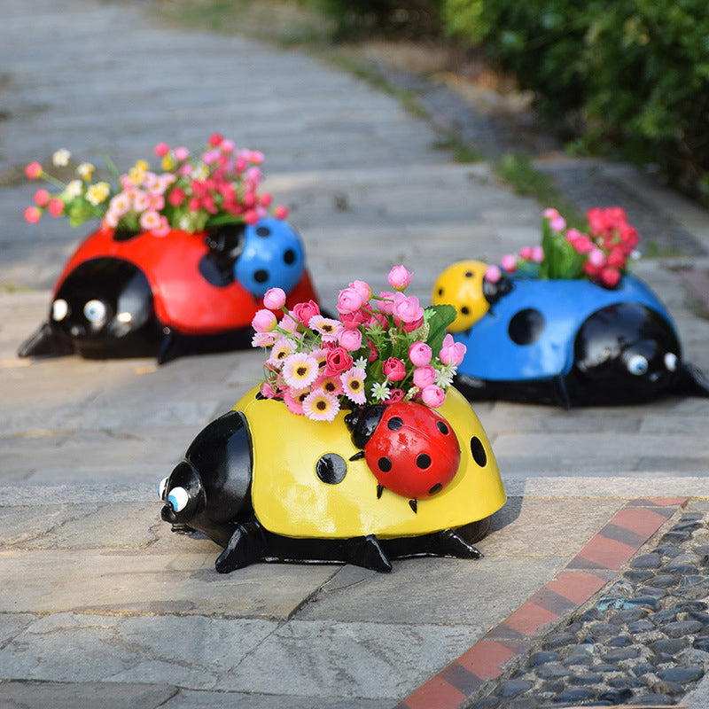 Metalen lieve heersbeestje bloempot