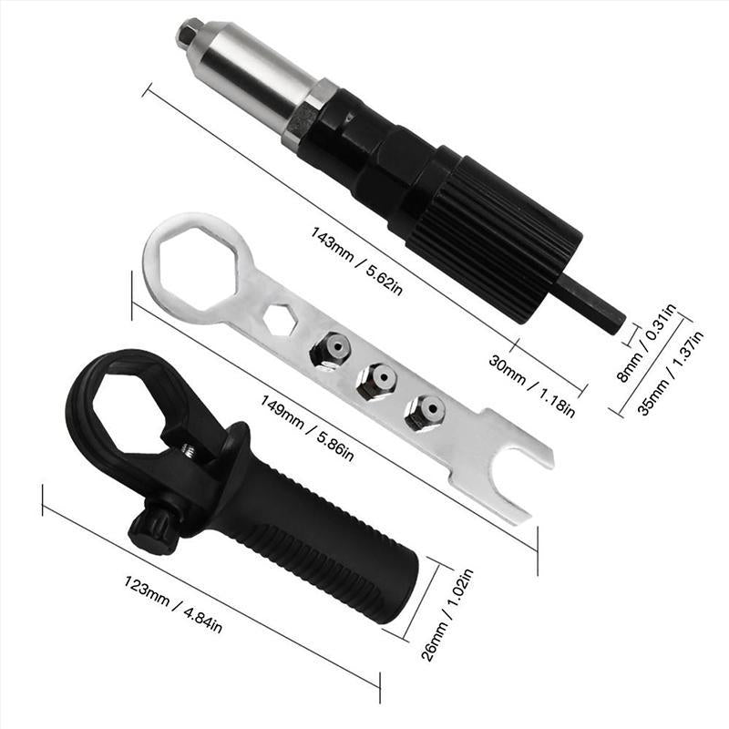 Professionele klinknagelpistooladapterset 🛠Met 4 stuks verschillende mondstukbouten