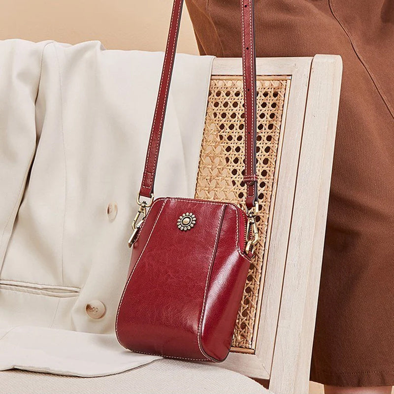 Mini-crossbodytas van zacht leer