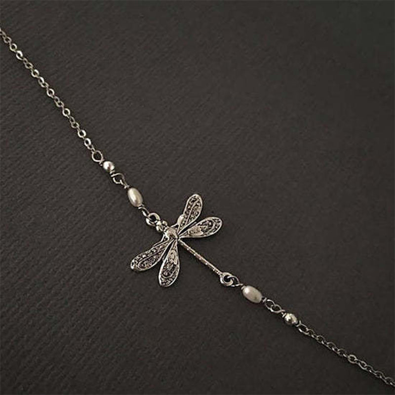 Dragonfly enkelbandje met parel