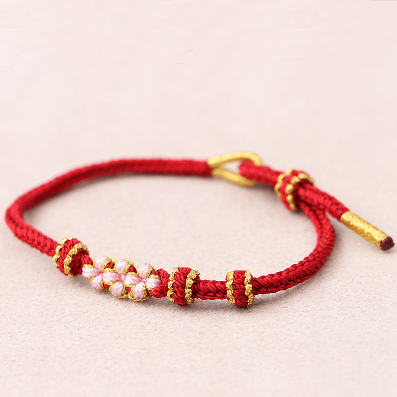 Peach Blossom verstelbare gevlochten armband