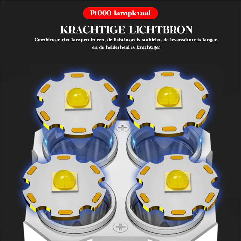 4 lampkralen LED multifunctionele zaklamp met sterk licht