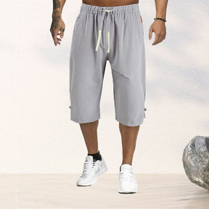 Shorts met vijfpuntsstrik van katoen en linnen