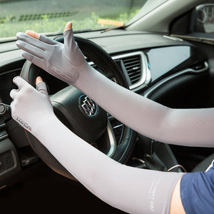 Non-slip blootgestelde twee-vinger zonnebrand crème mouw handschoenen