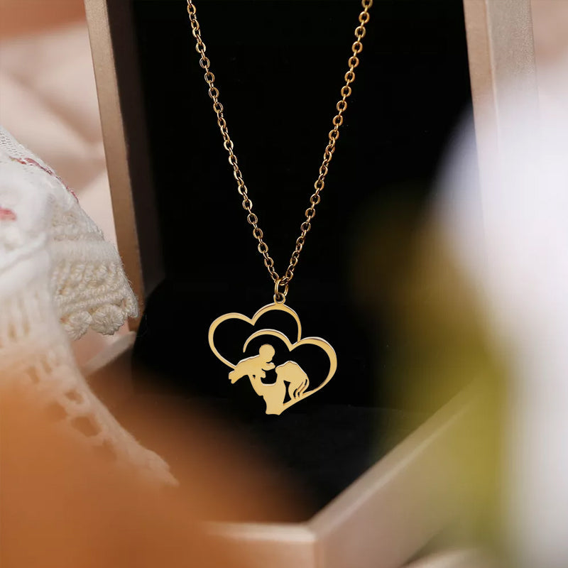 Moeder en baby hart ketting