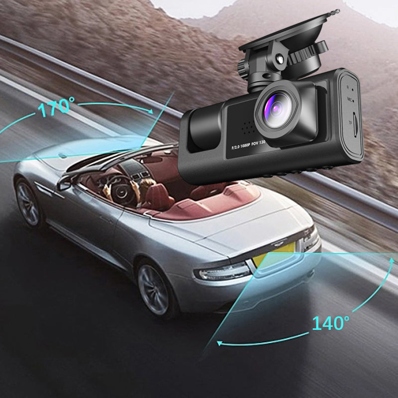 Nachtzicht drievoudige lens 1080p rijrecorder