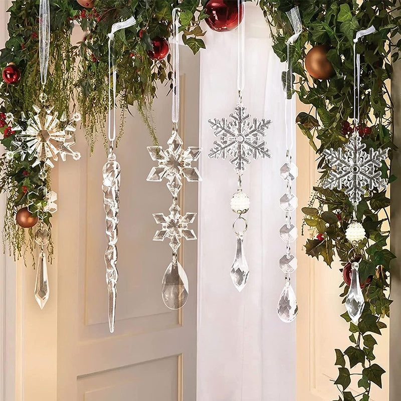 Kristallen kerstsneeuwvlokornamenten