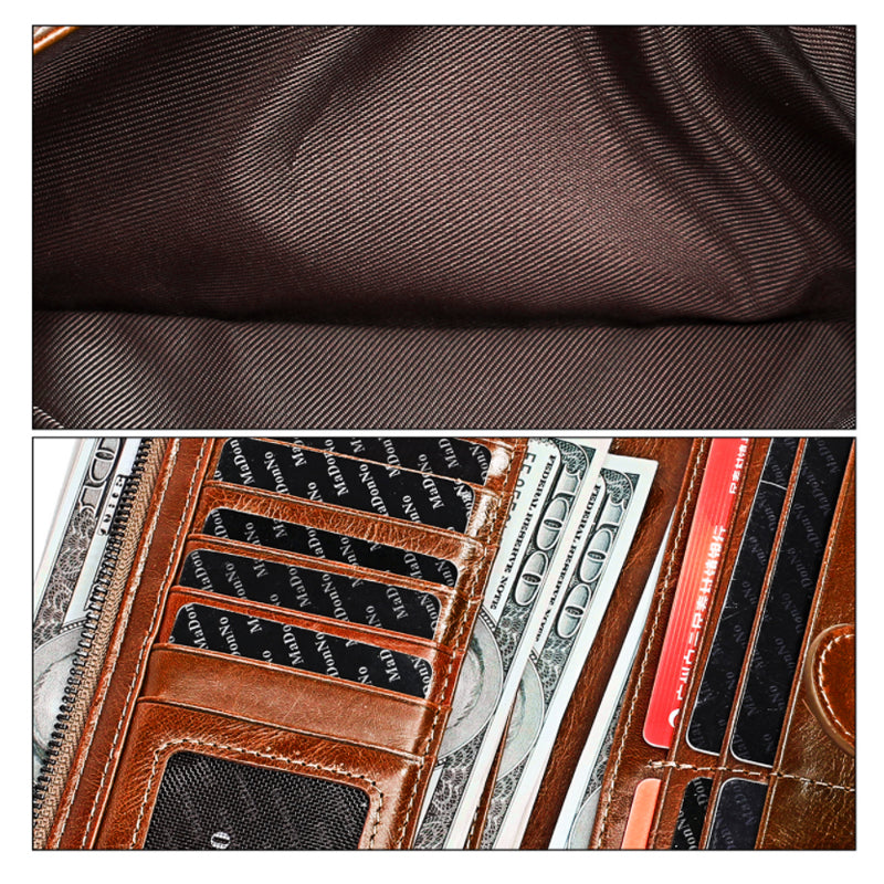 Dames echt lederen clutch lange geld portemonnee