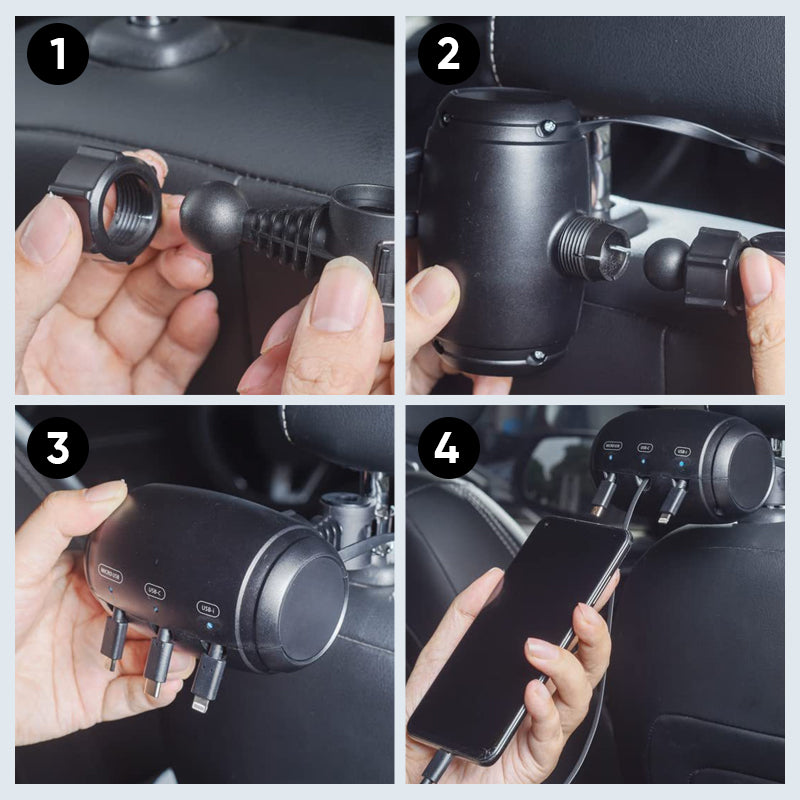 Intrekbare achterbank 3 in 1 oplader