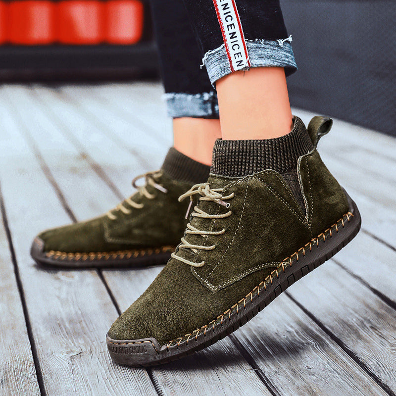 Handgestikte halfhoge heren schoenen