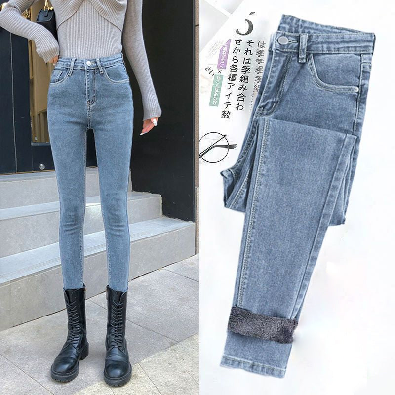 Verdikte elastische potloodbroek met fleece