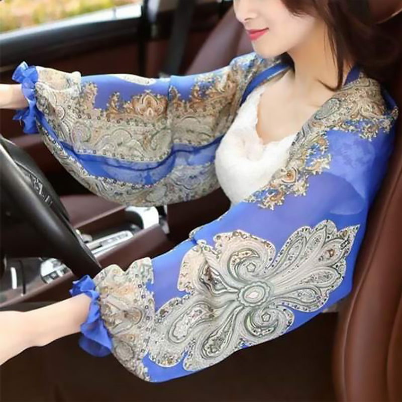 Ultralichte ademende, zonwerende sjaal met mouwen