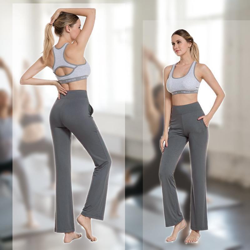 Yoga broeken met hoge taille en uitlopende pijpen voor dames