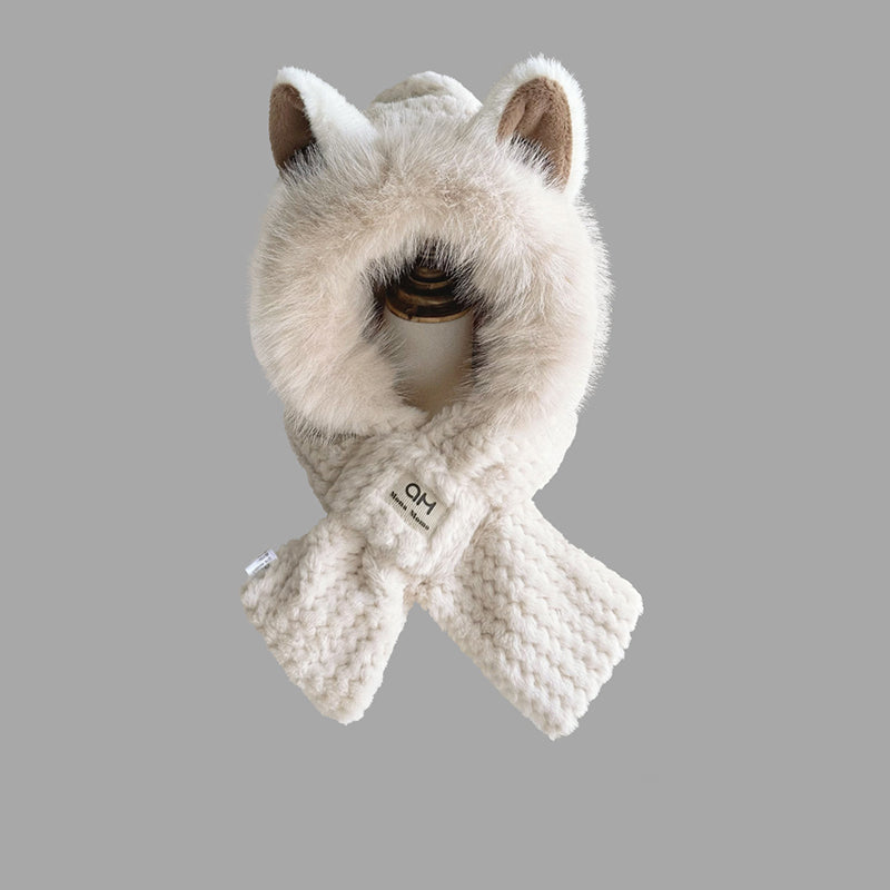 Schattige Fox Ears 2-in-1 muts en sjaal