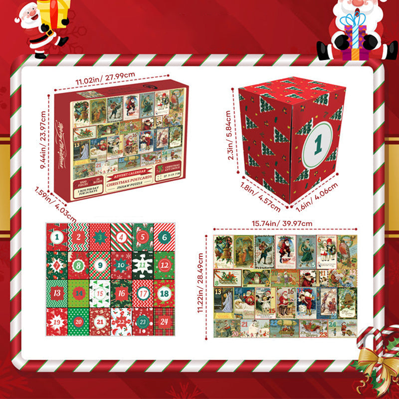 Kerstkaarten Adventskalender Legpuzzel 1000 stukjes