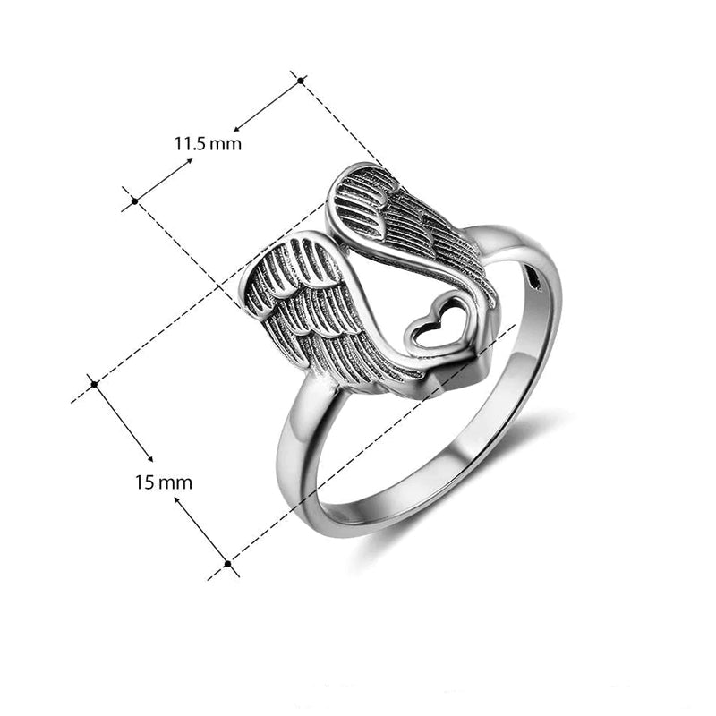 Sterling zilveren ring met engelen hart