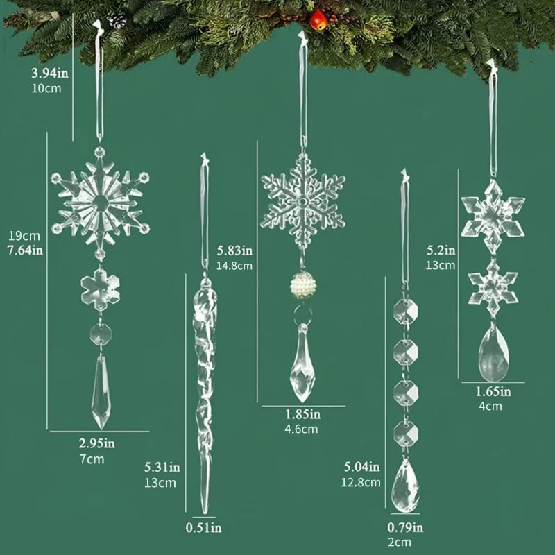 Kristallen kerstsneeuwvlokornamenten