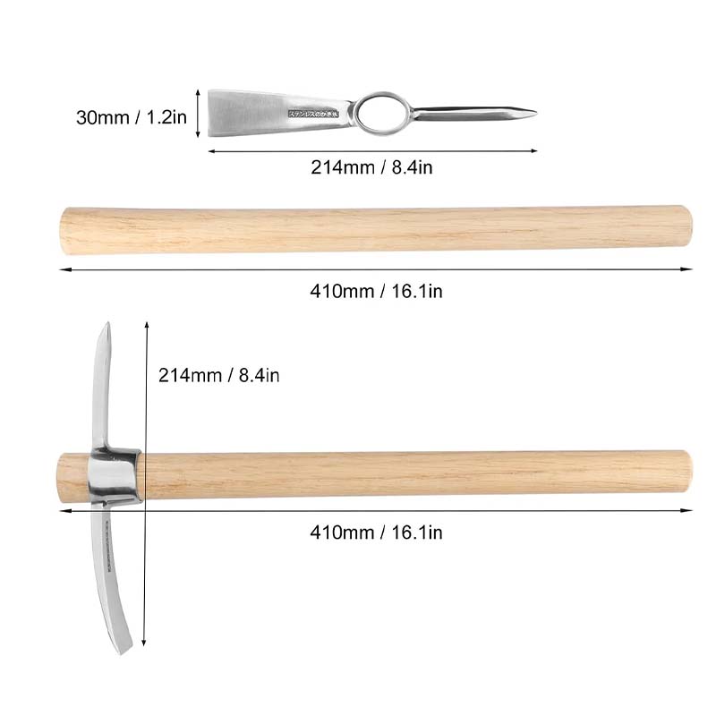 Roestvrijstalen tweekoppige houweel