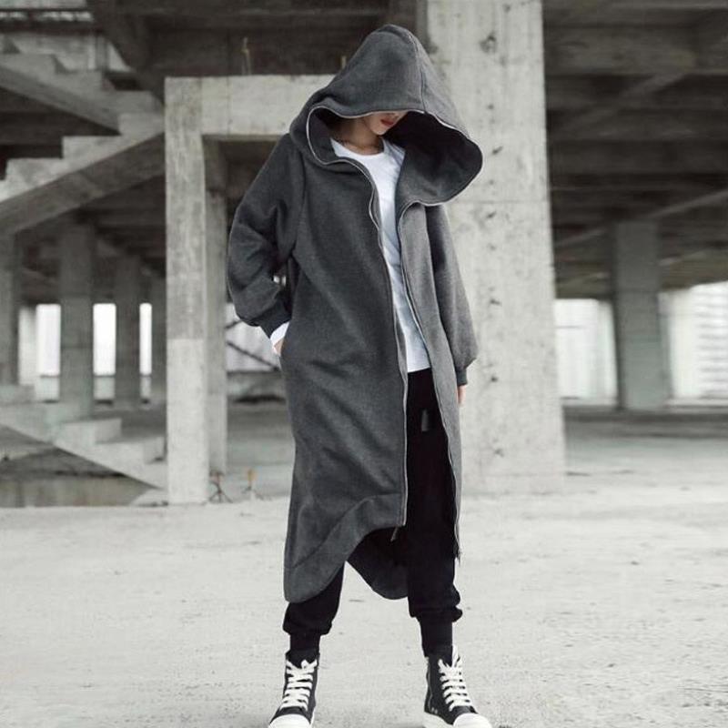 Unisex lange mouw jas met capuchon