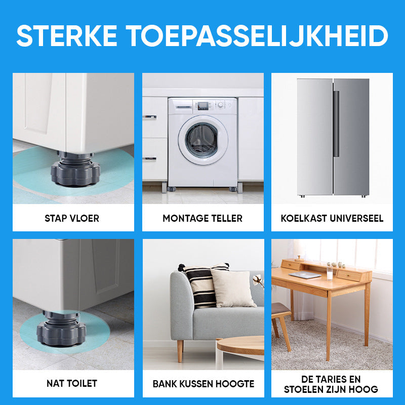 4 stuks in hoogte verstelbare wasmachinesteun