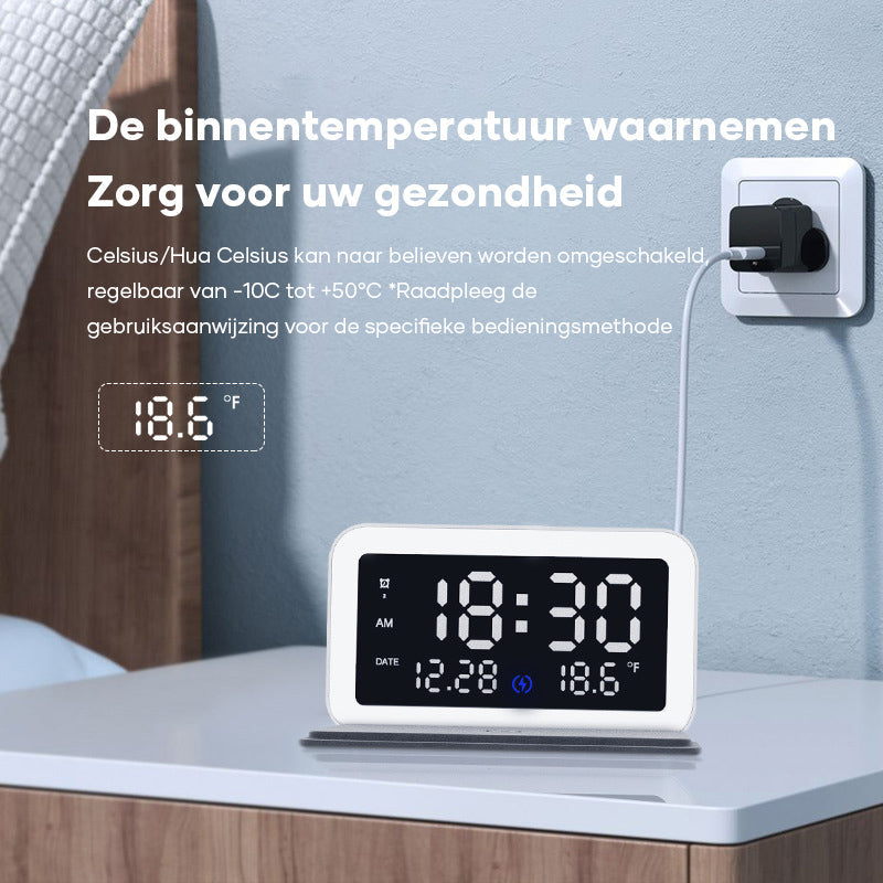 Multifunctionele draadloze oplaadklok