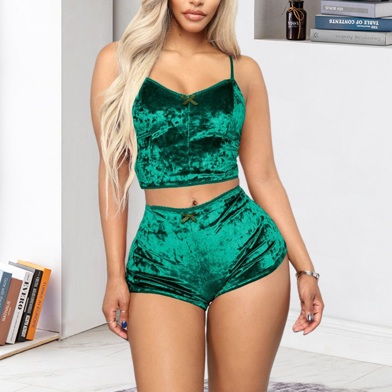 Sexy fluwelen v-hals lingerie
