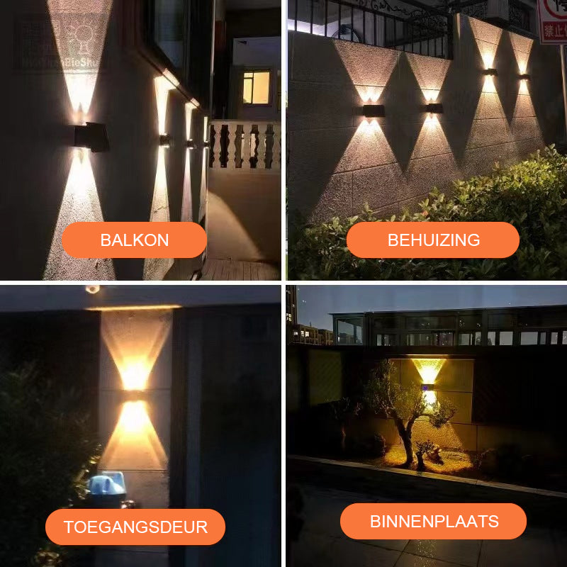 Buitenwandlamp op zonne-energie