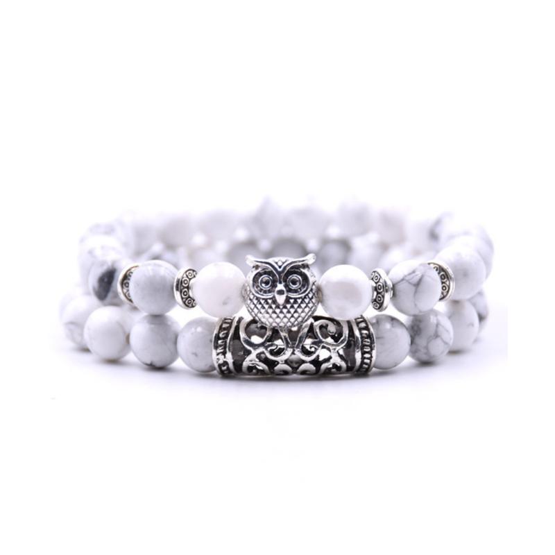 Uil Charm Natuursteen Armband