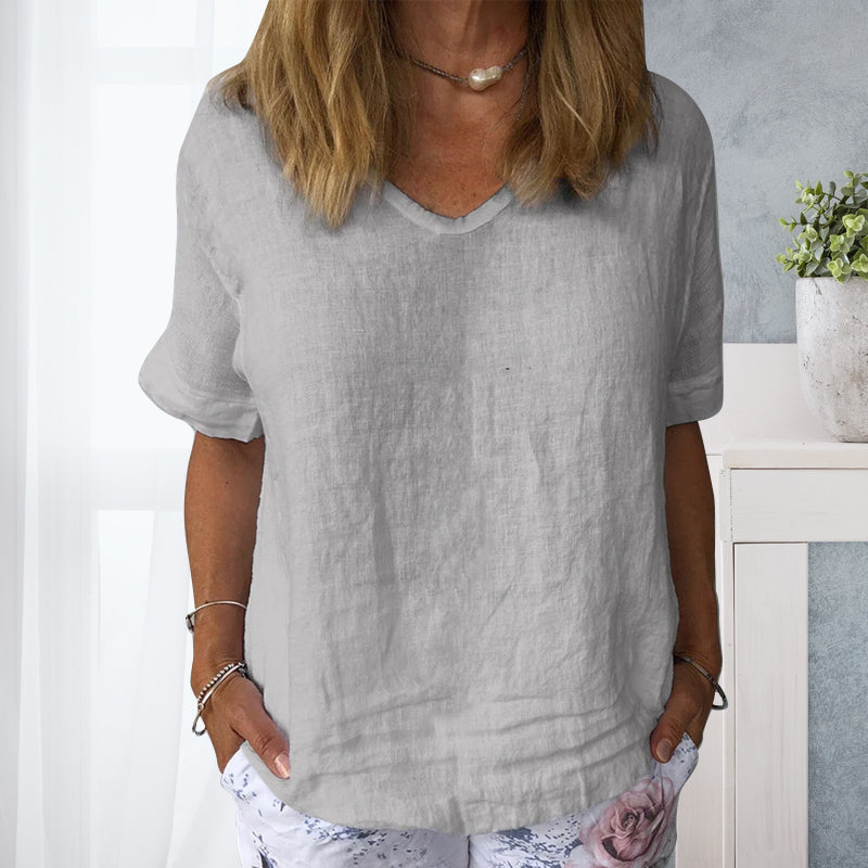 Casual katoenen overhemd voor dames in pure kleuren