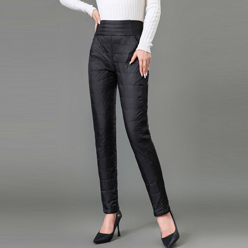 Lichte donzen broek met hoge taille