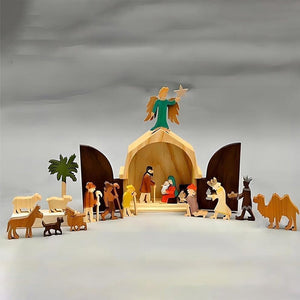 Het Kerst verhaal Unieke kerststal Houten kerststal