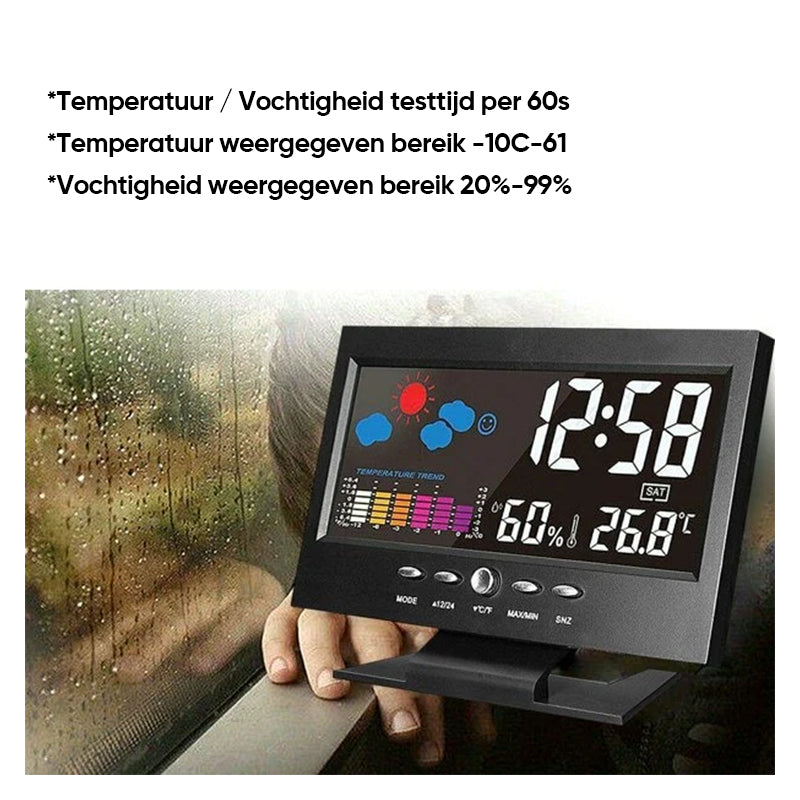 Digitale LED-temperatuur-vochtigheidsmonitor Wekker