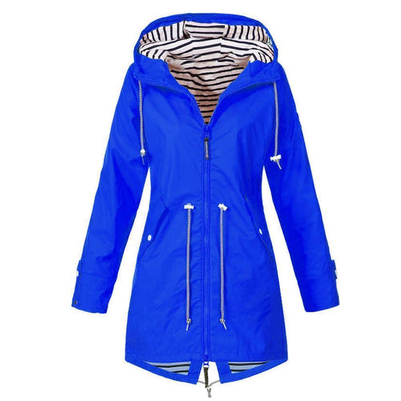 Lange waterdichte jas met capuchon
