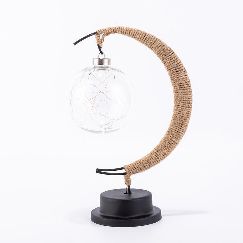 Handgemaakte Twine Rattan Bal LED Maanvormige Lamp