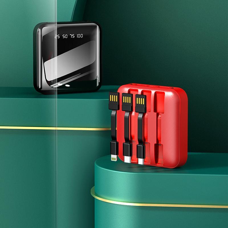 Mirror Surface Mini Powerbank met externe kabels