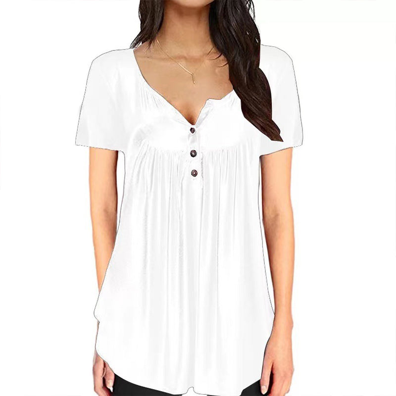 Effen T-shirt met ruches voor dames
