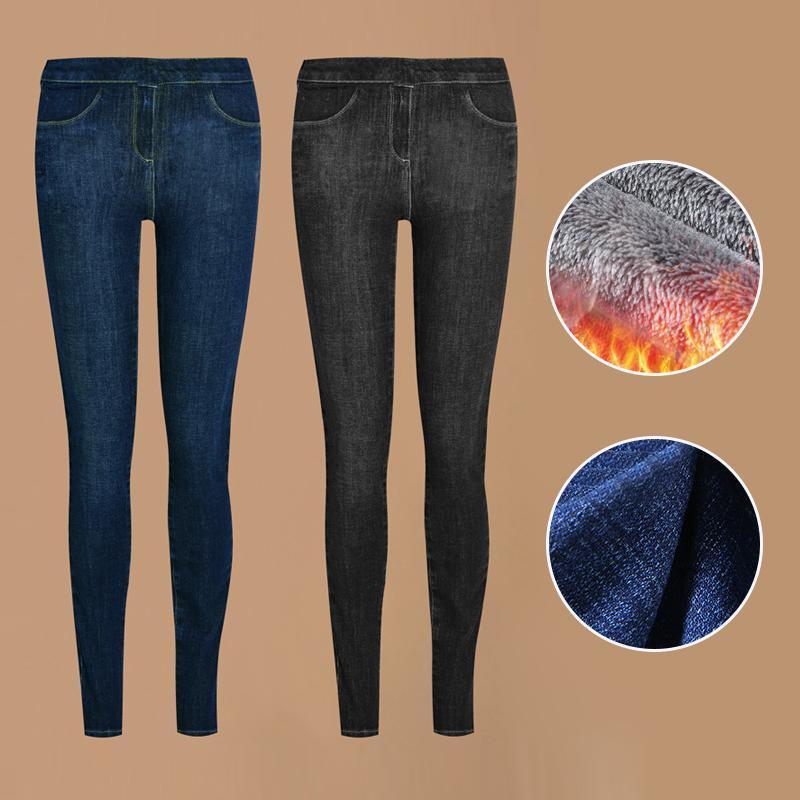 Fleece-Lined Denim Leggings