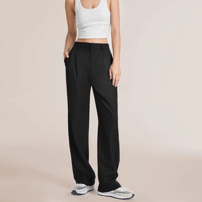 Op maat gemaakte broek met wijde pijpen en hoge taille