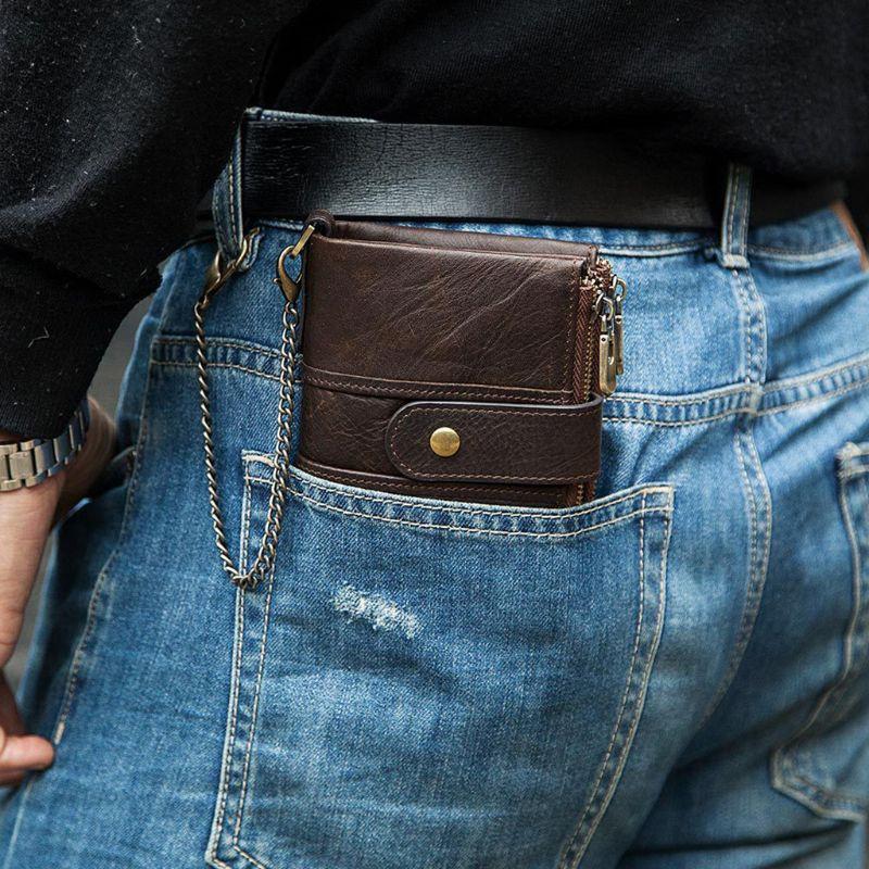 Antimagnetische Leren Portemonnee met Kwastjes