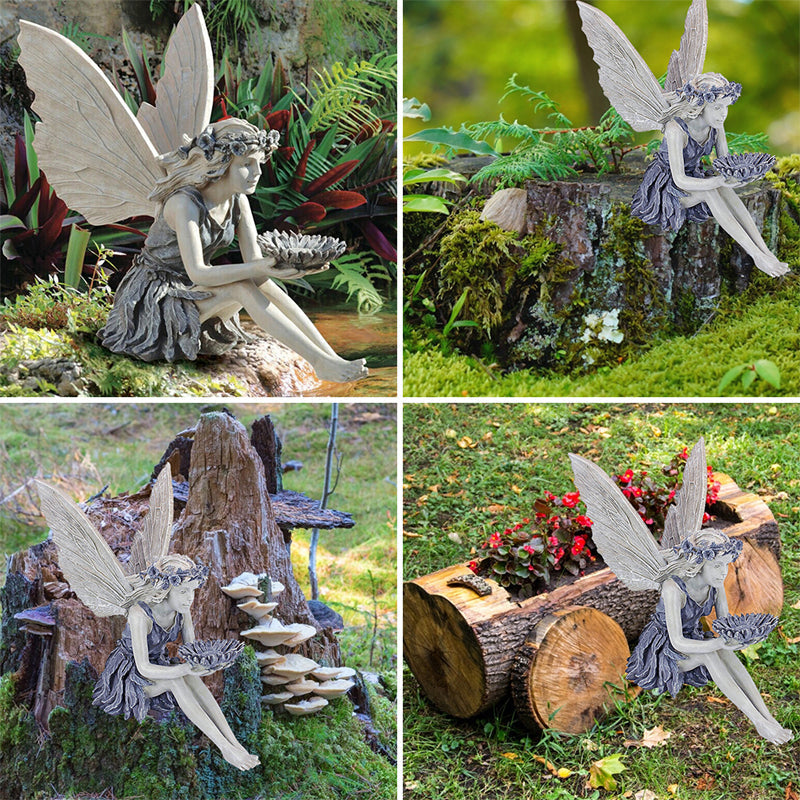 Zittende fee standbeeld tuin hars ambachtelijke ornament