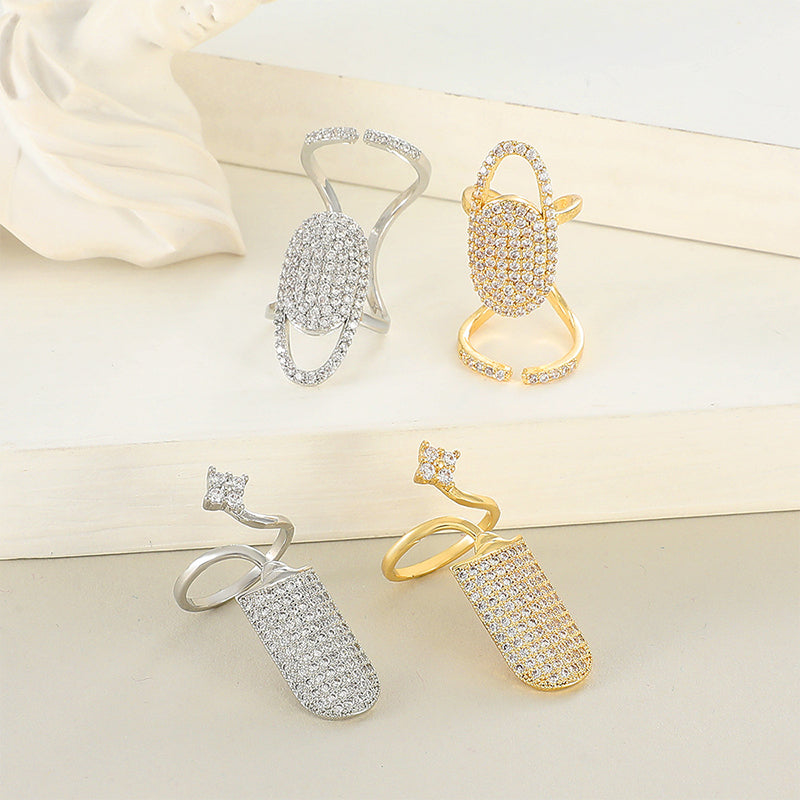 Geometrische diamanten open nagelring