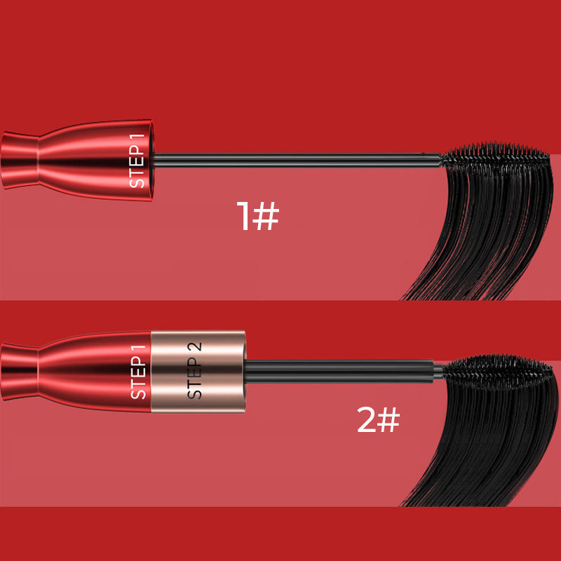 Mascara voor verlenging en volume met dubbele borstel