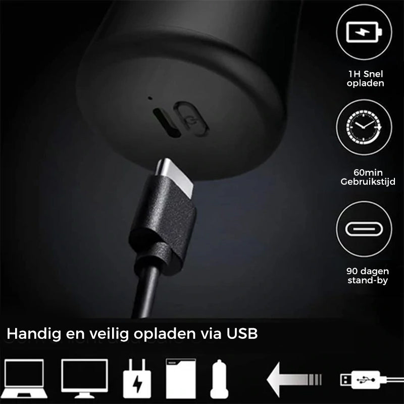 Wasbaar elektrisch scheerapparaat in zakformaat