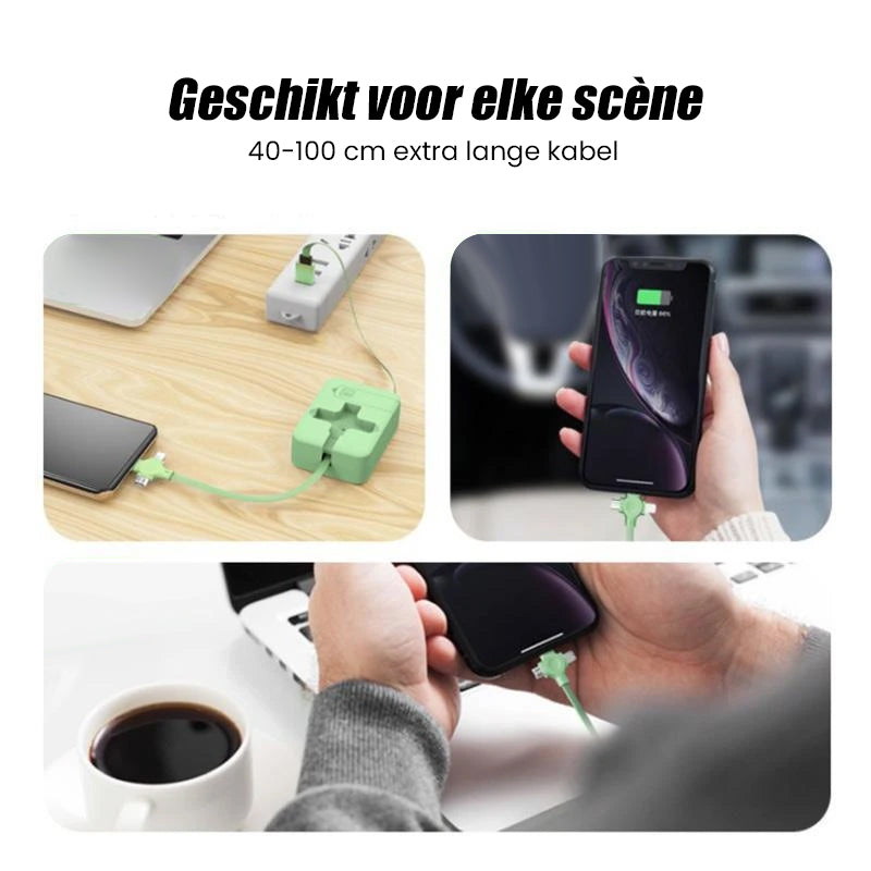 Drie in één oplaadkabelrol