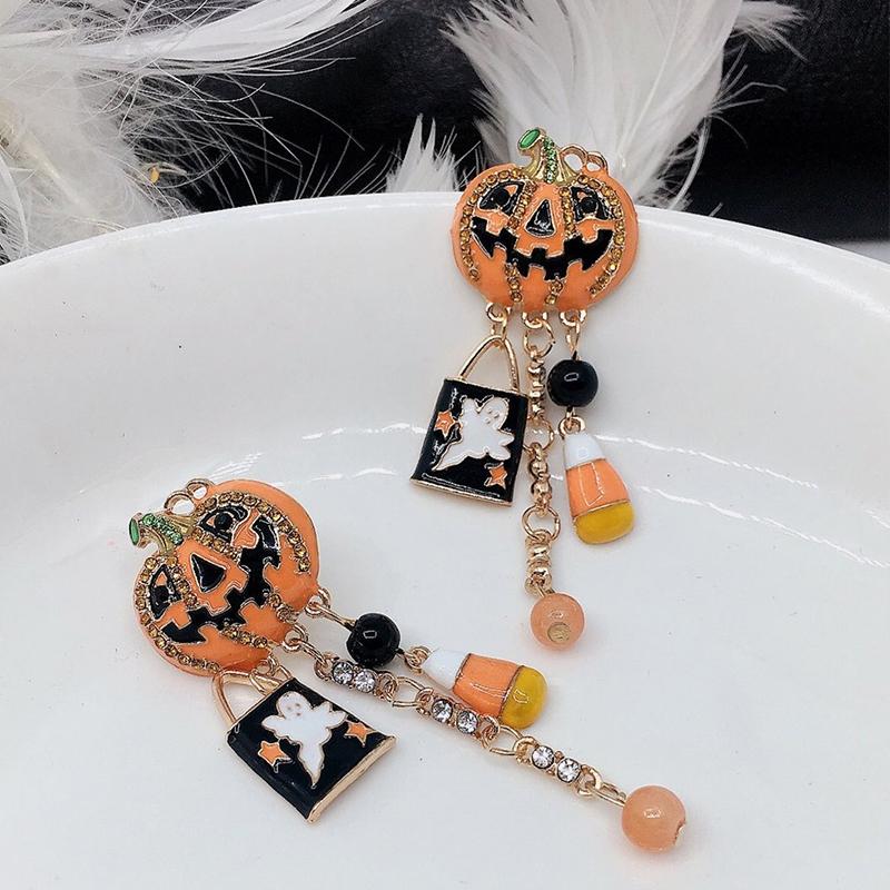 Pumpkin Ghost Creative Halloween-oorbellen met kwastjes