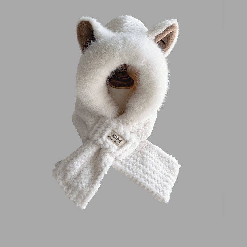 Schattige Fox Ears 2-in-1 muts en sjaal