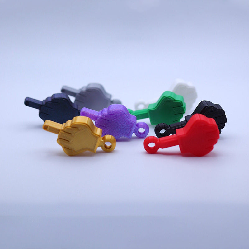 3D-geprinte middelvinger sleutelhanger